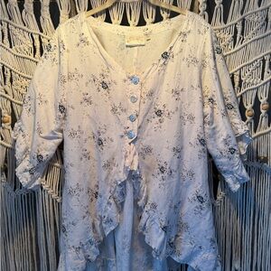 Elegant Floral Ruffle Blouse Paperlace